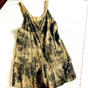 Free People Tan Floral Open Back Romper